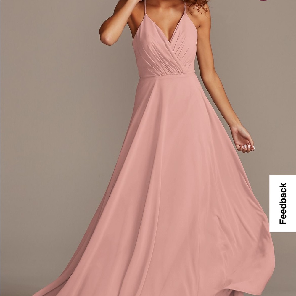 David’s Bridal - Spaghetti Strap Full Skirt Bridesmaid Dress (color: BALLET)